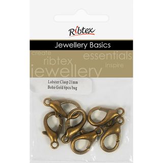 Jf Clasp Lobster 21Mm Boho Gold 6Pcs