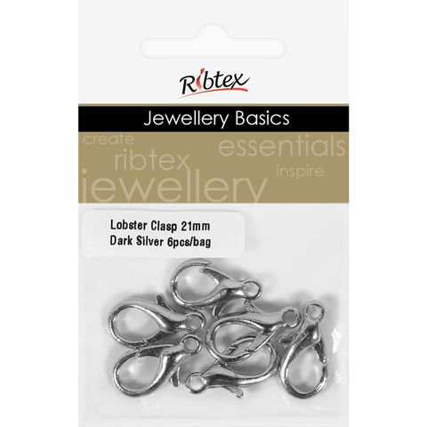 Jf Clasp Lobster 21Mm Dark Silver 6Pcs