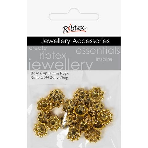 Bead Caps 10mm Rope Boho Gold 20Pcs