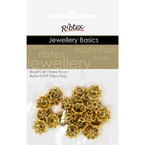 Bead Caps 10mm Rope Boho Gold 20Pcs
