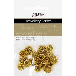 Bead Caps 10mm Rope Boho Gold 20Pcs