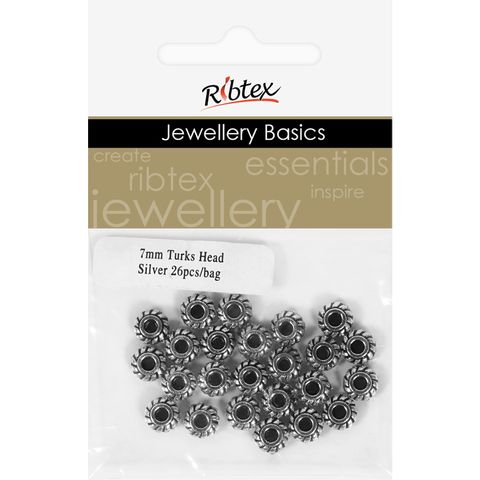 Jf Spacer 7Mm Turks Head Silver 26Pcs