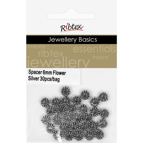 Jf Spacer 6Mm Flower Silver 30Pcs