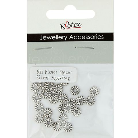 Jf Spacer 6Mm Flower Silver 30Pcs