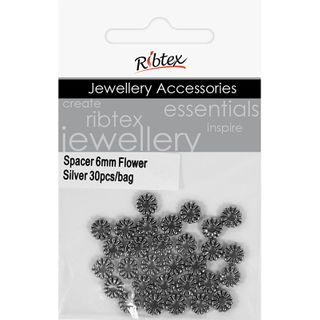 Jf Spacer 6Mm Flower Silver 30Pcs
