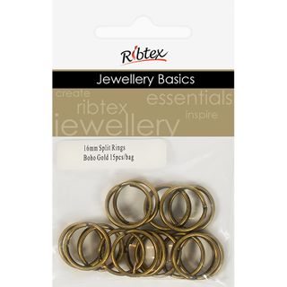 Split Rings 16mm Boho Gold 15Pcs