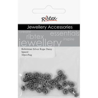 Jf Spacer 5Mm Rope Daisy Silver 30Pcs