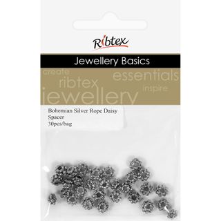 Jf Spacer 5Mm Rope Daisy Silver 30Pcs