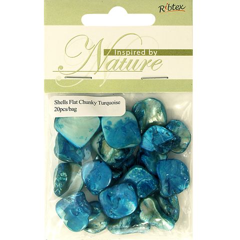 Bead Shell Flat Chunk Turquoise 20Pcs