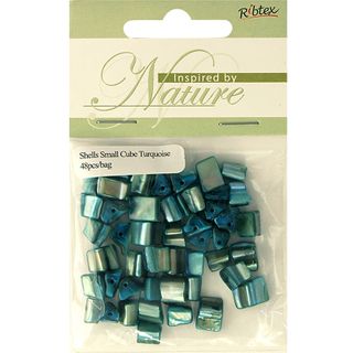 Bead Shell Cube Small Turquoise 48Pcs