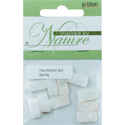 Bead Shell 15X8Mm Rectangle Natural 10Pc