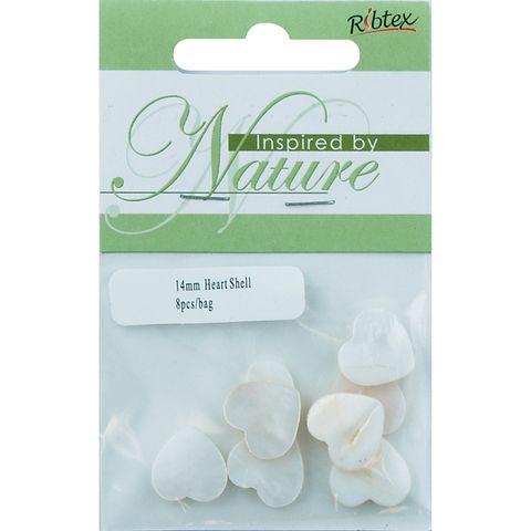 Bead Shell 14mm Heart Natural 8Pcs