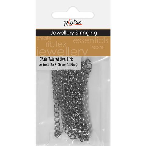 Chain Twisted Oval Link 5x3mm Silver 1m