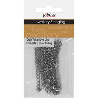 Chain Twisted Oval Link 5x3mm Silver 1m