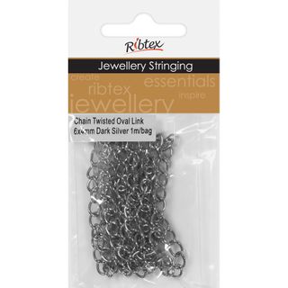 Chain Twisted Oval Link 6x4mm Silver 1m