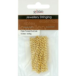 Chain Twisted Oval Link 5x3mm Gold 1m