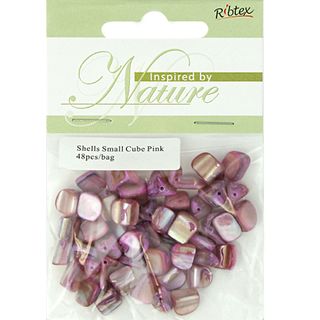 Bead Shell Cube Small Pink 48Pcs