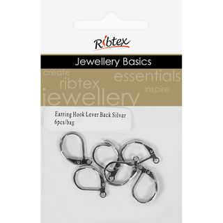 Earring Hook Lever Back 15mm Silver 6Pcs