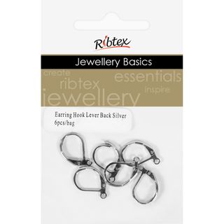 Earring Hook Lever Back 15mm Silver 6Pcs