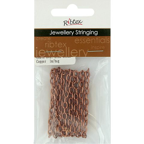 Chain Straight Oval Link 6x3mm Copper 1m