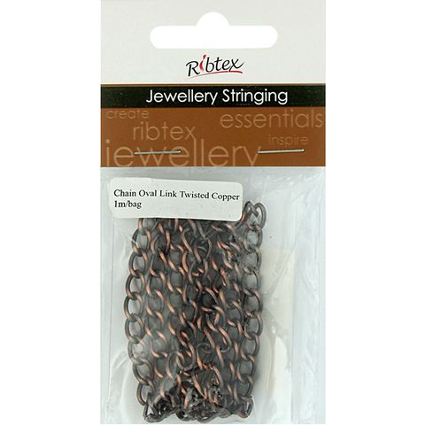 JF CHAIN TWISTED OVAL LK 9X6MM COPPER 1M