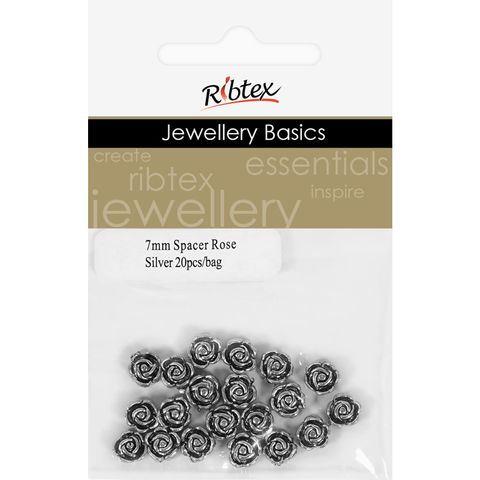 Jf Spacer 7Mm Rose Silver 20Pcs