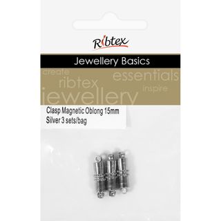 Jf Clasp Magnetic Oblong 15Mm Slv 3 Sets