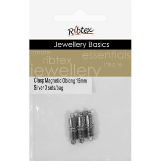 Jf Clasp Magnetic Oblong 15Mm Slv 3 Sets