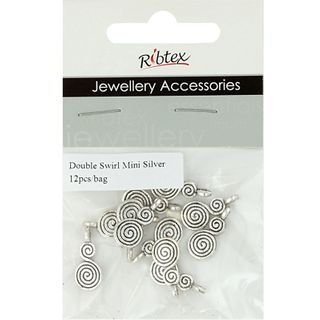 Charm - Double Swirl 18mm Silver 12Pcs