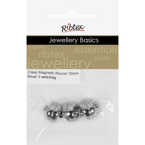 Jf Clasp Magnetic Round 12Mm Slv 3 Sets