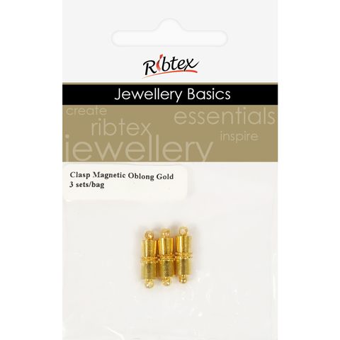 Jf Clasp Magnetic Oblong 15Mm Gold 3Sets