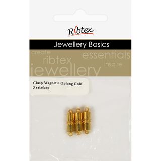 Jf Clasp Magnetic Oblong 15Mm Gold 3Sets