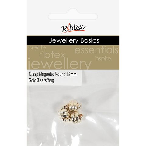 Jf Clasp Magnetic Round 12Mm Gold 3 Sets