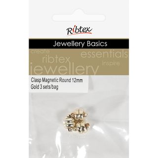 Jf Clasp Magnetic Round 12Mm Gold 3 Sets