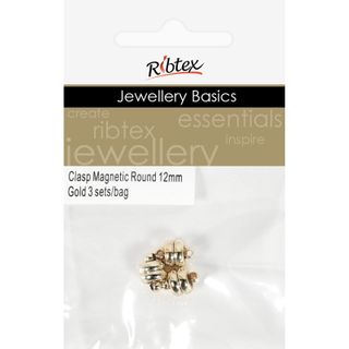 Jf Clasp Magnetic Round 12Mm Gold 3 Sets