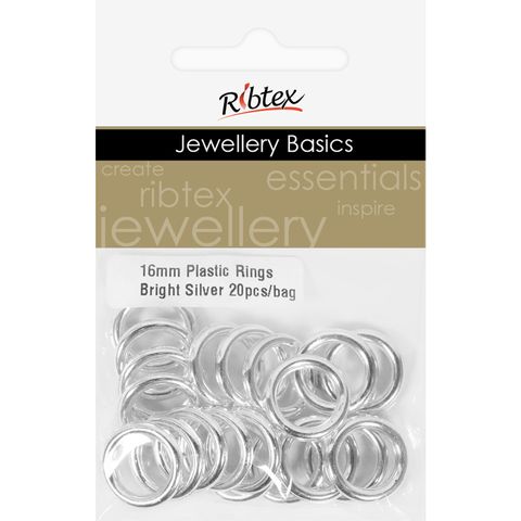 Jf Feature Plastic Rings 16Mm B-Slv 20Pc
