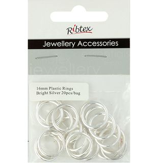 Jf Feature Plastic Rings 16Mm B-Slv 20Pc