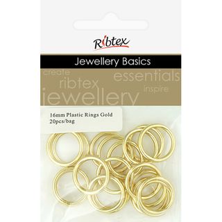 Jf Feature Plastic Rings 16Mm Gold 20Pcs