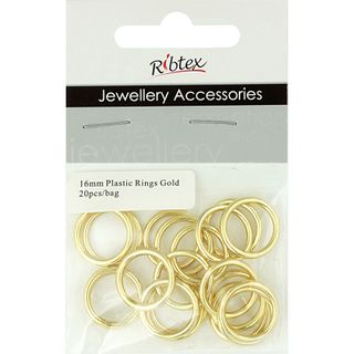 Jf Feature Plastic Rings 16Mm Gold 20Pcs