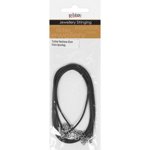 Jf Rubber Necklace-Clasp 43Cm Black 3Pcs