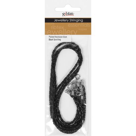 Jf Plaited Necklace-Clasp 43Cm Black 3Pc