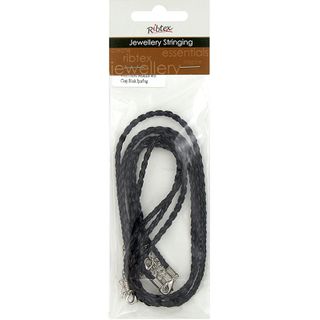 Jf Plaited Necklace-Clasp 43Cm Black 3Pc