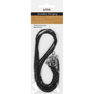 Jf Plaited Necklace-Clasp 43Cm Black 3Pc