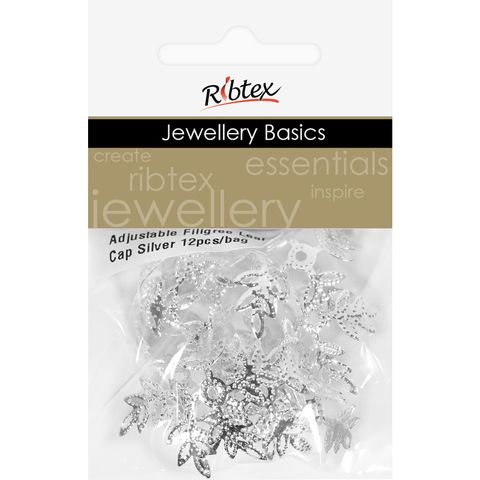 Bead Caps Adjustable Filigree Leaf 12Pcs