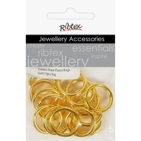 Jf Feature Plastic Rings 20Mm Gold 15Pcs