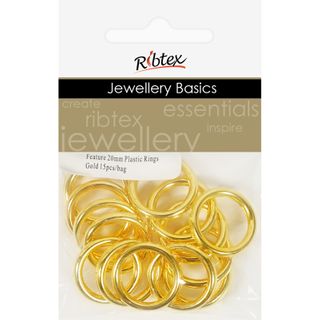 Jf Feature Plastic Rings 20Mm Gold 15Pcs