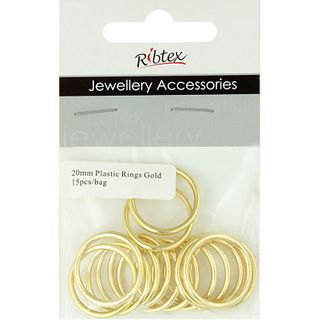 Jf Feature Plastic Rings 20Mm Gold 15Pcs