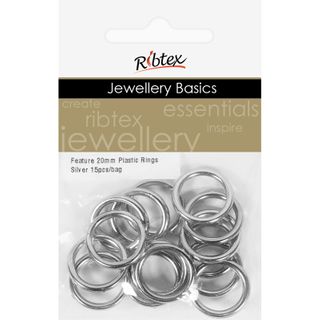 Jf Feature Plastic Rings 20Mm Slv 15Pcs