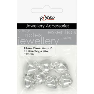 Charm - Heart 15x16mm Plastic Bright 7Pc
