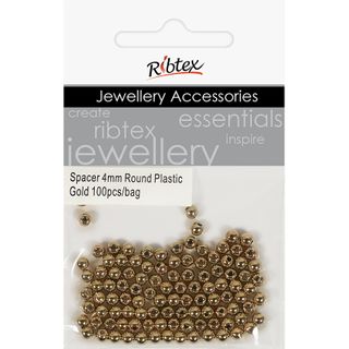 Jf Spacer Plastic Round 4Mm Gold 100Pcs